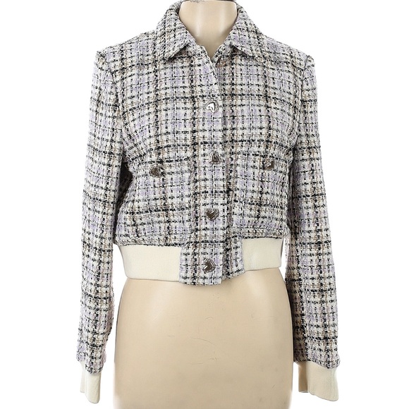 Mango Helen tweed heart button bomber jacket - Picture 15 of 16